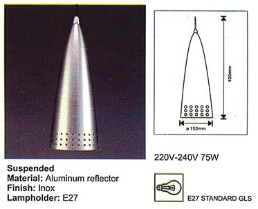 
ОСВ.ТЯЛО-ВИСЯЩО Е27 220V/75W ИНОКС АС.3ХF15